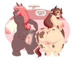  anthro anus big_breasts big_butt bovid bovine breasts butt cattle cellulite duo ear_piercing equid equine facial_piercing female genitals horse huge_butt mammal nipples nose_piercing nude piercing pussy roly slightly_chubby spread_butt spreading 