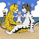  1:1 absurd_res cheetah felid feline female frottage hi_res male male/male mammal nude nude_beach pantherine recording sex social_nudity t0l0k tiger voyeur 