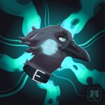  1:1 anthro avian bird corvid corvus_(genus) crow crowley digital_drawing_(artwork) digital_media_(artwork) glowing glowing_cheeks glowing_eyes hi_res icon illustration kathai male male/male oscine painted passerine portrait side_view simple_background solo 