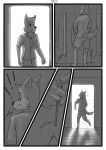  anthro bathroom canid canine duo entering hi_res male male/male mammal peeing public running scared wolfyalex96_(artist) 