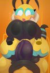  absurd_res amelia_ves antennae_(anatomy) anthro areola arthropod arthropod_abdomen asty_(plushtrapboyuwu) balls bee big_balls big_breasts big_penis black_nipples blue_sclera blush breasts disembodied_hand duo female genitals hand_holding hi_res huge_breasts huge_penis hymenopteran insect male male/female multicolored_body neck_tuft nipples non-mammal_breasts nude penetration penis plushtrapboyuwu pussy sex thick_thighs tongue tongue_out tuft vaginal vaginal_penetration white_eyes 