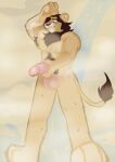  anthro circumcised felid feline genitals hi_res lion male mammal masturbation pantherine penis sauna shower solo tail_tuft tuft 