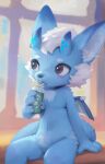  anthro beverage chilling coffee cugi_the_dragon elodoart hi_res horn male pose solo wings 