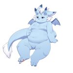  absurd_res anthro belly_rub cugi_the_dragon dragon hi_res horn inverted_nipples looking_pleasured male moobs navel nipples pawpads sitting slightly_chubby solo tolild weight_gain 