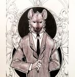  alrric_kerrfa anthro artsynada clothing front_view gnoll hi_res hyaenid looking_at_viewer male mammal necktie solo suit the_wandering_inn upper_body 