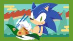  1boy animal_ears animal_nose blue_fur blue_hair chopsticks food gloves green_eyes highres official_art sonic_(series) sonic_the_hedgehog white_gloves zongzi 