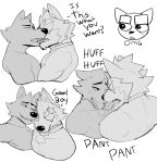  anthro bodily_fluids canid canine canis collar dreamworks duo eye_patch eyewear greyscale hi_res jrjresq kissing male male/male mammal monochrome mr._wolf_(the_bad_guys) muscular muscular_male nintendo saliva saliva_string star_fox the_bad_guys video_games wolf wolf_o&#039;donnell 
