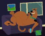  abdominal_bulge animated belly big_belly brown_body brown_fur canid canine canis collar digital_media_(artwork) domestic_dog feral fur furniture great_dane hanna-barbera lying male mammal mastiff molosser pixel_(artwork) pixel_animation same_size_vore scooby-doo scooby-doo_(series) smile sofa vore xiii-varro 