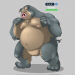  2022 anthro anthrofied belly big_belly gomdepp hi_res kemono lechonk male moobs nintendo nipples overweight overweight_male pok&eacute;mon pok&eacute;mon_(species) simple_background solo text video_games 
