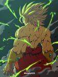  1boy absurdres blank_eyes broly_(dragon_ball_z) dragon_ball dragon_ball_z electricity grin highres horang4628 korean_commentary legendary_super_saiyan male_focus muscular muscular_male smile solo spiked_hair standing super_saiyan topless_male twitter_username 
