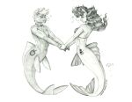  2022 anthro baron_engel big_macintosh_(mlp) bra breasts bubble clothing cutie_mark duo eye_contact female friendship_is_magic graphite_(artwork) greyscale hair hand_holding hasbro jewelry long_hair looking_at_another male male/female marine merfolk monochrome my_little_pony necklace pencil_(artwork) short_hair smile split_form sugar_belle_(mlp) traditional_media_(artwork) underwear 