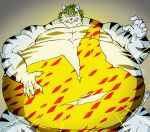  anthro belly belly_inflation big_belly byakko_(yu_yu_hakusho) clothing demon felid green_hair hair hand_on_stomach inflation male mammal muscular muscular_male navel pantherine pecs ready_to_pop reagan700 solo tiger torn_clothing yu_yu_hakusho 