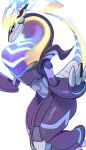  2022 3_fingers absurd_res anthro claws dragon female fingers hi_res legendary_pok&eacute;mon looking_at_viewer miraidon nintendo pok&eacute;mon pok&eacute;mon_(species) simple_background solo thick_thighs video_games white_background yuio 