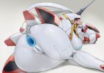  1girl android anus armor ass ass_focus blue_anus blue_nipples blush breasts censored colored_nipples colored_skin darling_in_the_franxx from_behind half-closed_eyes hand_on_own_ass heart heart_censor horns joints large_breasts looking_at_viewer looking_back lying nipples nude on_side pochincoff pussy red_eyes robot robot_joints sideways_mouth simple_background single_horn smile solo spread_anus strelizia sweat white_background white_skin 