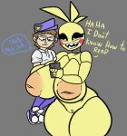  absurd_res animatronic annoyed anthro areola avian big_areola big_breasts big_nipples bird black_sclera breasts brown_hair chicken clothed clothed/nude clothed_male_nude_female clothing cumlord dialogue duo eyelashes female five_nights_at_freddy&#039;s five_nights_at_freddy&#039;s_2 footwear galliform gallus_(genus) genitals grey_background hair hat head_feathers head_tuft headgear headwear hi_res holding_object holding_person holding_phone huge_areola huge_breasts huge_nipples human inverted_nipples machine male mammal nipples nude phasianid phone pussy robot rosy_cheeks scottgames sharp_teeth shoes simple_background smile tan_areola tan_nipples teeth text thick_thighs thought_bubble toy_chica_(fnaf) tuft video_games white_eyes wide_hips yellow_body 