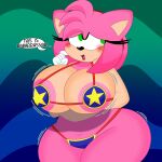  2022 3barts 4k abstract_background absurd_res accessory amy_rose anthro areola areola_slip big_areola big_breasts big_butt bikini blush bouncing_breasts bouncing_butt breast_jiggle breasts bubble_butt butt butt_jiggle clothed clothing curvaceous curvy_figure dialogue digital_media_(artwork) embarrassed english_text eulipotyphlan eyelashes female fingers fur gloves green_eyes hair hand_behind_back handwear headband hedgehog hi_res hourglass_figure huge_breasts huge_butt jiggling mammal micro_bikini multicolored_body multicolored_fur pink_body pink_fur pink_hair sega short_hair simple_background skimpy skimpy_bikini small_waist smile solo sonic_the_hedgehog_(series) standing swimwear tan_body tan_fur text thick_thighs tongue two_tone_body two_tone_fur voluptuous wide_hips 