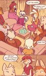  board_game cabin canid canine canis cervid comic domestic_dog funkybun furniture group male mammal sleeping_bag sofa text trans_(lore) trans_woman_(lore) 