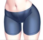  1girl belly bike_shorts black_legwear black_shorts close-up groin leggings lower_body myouan navel original shorts simple_background skindentation solo stomach thighs tight topless white_background 