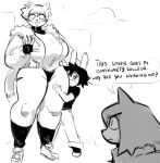  anthro big_breasts bottomless breasts clothed clothing domestic_cat duo felid feline felis female hi_res jacket lagomorph larger_female leporid male male/female mammal newtype_hero paula_(newtype_hero) rabbit rob_(newtype_hero) size_difference smaller_male thick_thighs topwear 
