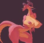  2022 animated anthro big_breasts breasts collaboration dragon evenesko.d.fox_(artist) female horn huge_breasts nipples non-mammal_breasts nude shredded_wheat simple_background smoke solo 