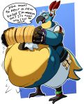  abdominal_bulge accordion anthro avian belly big_belly bird breath_of_the_wild dialogue hi_res kass_(tloz) male musical_instrument nintendo open_mouth same_size_vore the_hookaloof the_legend_of_zelda tongue video_games vore 