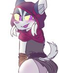  ambiguous_gender anthro asuri_(brawlhalla) blush butt clothing cute_expression felid feline fur grey_body grey_fur hi_res hoodie lynx mammal panties presenting presenting_hindquarters purple_eyes solo tongue tongue_out topwear underwear yellow_sclera 