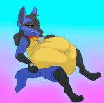  ambiguous_gender ambiguous_pred animated anthro belly belly_play big_belly blinking collar female_(lore) half-closed_eyes looking_pleasured lucario narrowed_eyes navel nintendo open_mouth oral_vore paloma-paloma pok&eacute;mon pok&eacute;mon_(species) sitting smile solo squish struggling video_games vore 