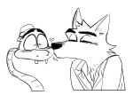  &lt;3 anthro blush canid canine canis dreamworks duo feral fur kissing male male/male mammal monochrome mr._snake_(the_bad_guys) mr._wolf_(the_bad_guys) reptile scales scalie simple_background sketch smooch snake the_bad_guys unknown_artist wolf 