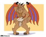  absurd_res anthro dritazura genitals hi_res horn hybrid male nude penis shy slightly_chubby solo wings 