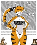  anthro bovid bovine breasts cattle clothing felid female group hi_res mammal not_an_actual_penguin pantherine swimwear tiger trio 