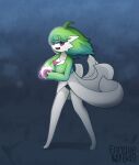  2022 absurd_res ahoge ailin attack blue_background detailed_background energy_ball enrique849 female gardevoir green_hair hair hi_res humanoid looking_at_viewer nintendo not_furry open_mouth pok&eacute;mon pok&eacute;mon_(species) red_eyes shadow_ball simple_background solo video_games 