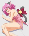  absurdres after_sex after_vaginal animal_ears bell blush bow breasts cat_ears cat_tail cum cum_in_pussy cumdrip highres magical_girl mew_ichigo momomiya_ichigo nipples pink_hair short_hair small_breasts solo sugimura_tomokazu tail tail_bell tail_bow tokyo_mew_mew 