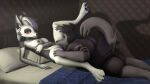  3d_(artwork) anthro bed bedroom canid canid_demon canine canis cunnilingus demon digital_media_(artwork) duo female furniture hair hellhound helluva_boss hi_res looking_at_another looking_at_partner looking_pleasured loona_(helluva_boss) male male/female mammal on_bed oral raised_leg raised_leg_grab sex source_filmmaker spread_legs spreading vaginal vortex_(helluva_boss) white_body white_hair wolf wolfikous 