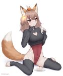  1girl absurdres animal_ears annytf blush brown_eyes brown_hair fox_ears fox_girl fox_tail highres michoart solo tail virtual_youtuber 