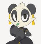  animated anthro big_breasts blep breasts female fur nintendo nipples one_eye_closed pancham pok&eacute;mon pok&eacute;mon_(species) solo tansau tongue tongue_out video_games white_body white_fur wide_hips wink 
