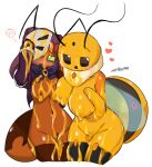  ant_queen anthro big_breasts blush breasts bug_fables duo female female/female flustered food food_fetish honey_(food) mask mask_off moonsprout_games queen_bee queen_bianca queen_elizant_ii wings woebeeme 