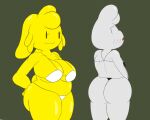  2020 5:4 anthro belly big_butt bikini biped bloocherrypie breasts butt clothing duo female female/female front_view goo_creature grey_background grey_body hand_on_butt hi_res lagomorph leporid looking_back mammal navel open_mouth rabbit rear_view simple_background swimwear thick_thighs yellow_body 