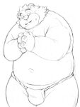  2013 anthro asian_clothing belly big_belly clothing east_asian_clothing fundoshi humanoid_hands japanese_clothing kemono magumataishi male mammal navel overweight overweight_male simple_background sketch solo underwear ursid 