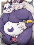  &lt;3 2022 96panda alp_(tas) anthro balls behemoth_(housamo) belly belly_grab big_belly blush bodily_fluids duo erection eyes_closed genitals giant_panda hi_res humanoid_genitalia humanoid_hands humanoid_penis kemono lifewonders male male/male mammal moobs navel nipples overweight overweight_male penis penis_size_difference purple_body simple_background sweat tokyo_afterschool_summoners tongue tongue_out ursid video_games white_body 