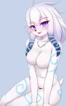  anthro ayatori blush bovid breasts caprine featureless_breasts female fur hair hi_res kindred_(lol) lamb_(lol) league_of_legends looking_at_viewer mammal nude riot_games sheep smile solo video_games white_body white_fur 