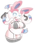  absurd_res anthro belly big_breasts blue_sclera breasts clothing dominant dominatrix eeveelution female hi_res legwear lhacedor lingerie nintendo pok&eacute;mon pok&eacute;mon_(species) smile smug solo spikes stockings stretching sylveon video_games whip white_body white_eyes wide_hips 