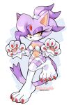  anthro blaze_the_cat breasts capcom darkstalkers domestic_cat eulipotyphlan felicia_(darkstalkers) felid feline felis female fur hair hedgehog hi_res looking_at_viewer mammal navel paws punkinbuu purple_body purple_fur sega simple_background solo sonic_the_hedgehog_(series) video_games yellow_eyes 