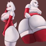  aleidom anthro big_butt blep boss_monster bovid breasts butt caprine cleavage clothed clothing female hi_res legwear mammal mature_female solo thigh_highs tongue tongue_out toriel undertale undertale_(series) video_games 