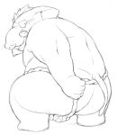  2013 anthro asian_clothing belly big_belly big_butt blush butt clothing east_asian_clothing elephant elephantid fundoshi humanoid_hands japanese_clothing kemono magumataishi male mammal moobs overweight overweight_male proboscidean simple_background solo underwear 