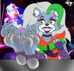  4_toes anthro canid canine canis clothing feet female five_nights_at_freddy&#039;s five_nights_at_freddy&#039;s:_security_breach foot_focus hair hi_res makeup mammal plantigrade roxanne_wolf_(fnaf) scottgames smile soles solo sundaesoles toes video_games wolf 