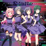  4girls akazaki_kokoro album_cover blue_eyes cover green_hair grey_hair highres idoly_pride igawa_aoi kanzaki_rio komiyama_ai long_hair looking_at_viewer multiple_girls official_art open_mouth purple_eyes short_hair short_twintails smile twintails yellow_eyes 