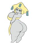  absurd_res alpha_channel bedroom_eyes big_breasts big_butt bottomless breasts butt clothed clothing crop_top female green_eyes grey_body hi_res huge_breasts huge_butt humanoid jirachi legendary_pok&eacute;mon looking_at_viewer looking_back narrowed_eyes nintendo pok&eacute;mon pok&eacute;mon_(species) seductive shirt simple_background smile solo thick_thighs topwear transparent_background video_games wide_hips xytora 