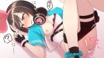  1girl ? ?? after_sex bangs bar_censor black_gloves black_legwear blue_footwear blue_jacket blush breasts brown_hair censored clothes_pull cum cum_in_pussy empty_eyes eyebrows_visible_through_hair gloves hairband half-closed_eyes headphones headphones_around_neck highres jacket kizuna_ai kizuna_ai_(a.i._games) kizuna_ai_inc. knees_up lying multicolored_hair nipples no_panties on_back one_breast_out open_mouth organ_rn pink_hair pink_hairband pussy rape shirt shoes short_hair short_sleeves shorts shorts_pull sleep_molestation sleeping solo streaked_hair sweat white_shirt 