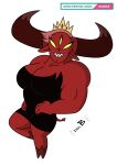  absurd_res clothed clothing crown demon disney doc.b fangs female hair hi_res horn humanoid muscular muscular_female open_mouth open_smile partially_clothed pink_hair red_body smile star_vs._the_forces_of_evil wrathmelior_lucitor yellow_eyes 