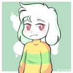  anthro asriel_dreemurr bovid caprine clothing fur goat hi_res male mammal red_eyes sweater topwear undertale undertale_(series) video_games white_body white_fur yhonaswatson 